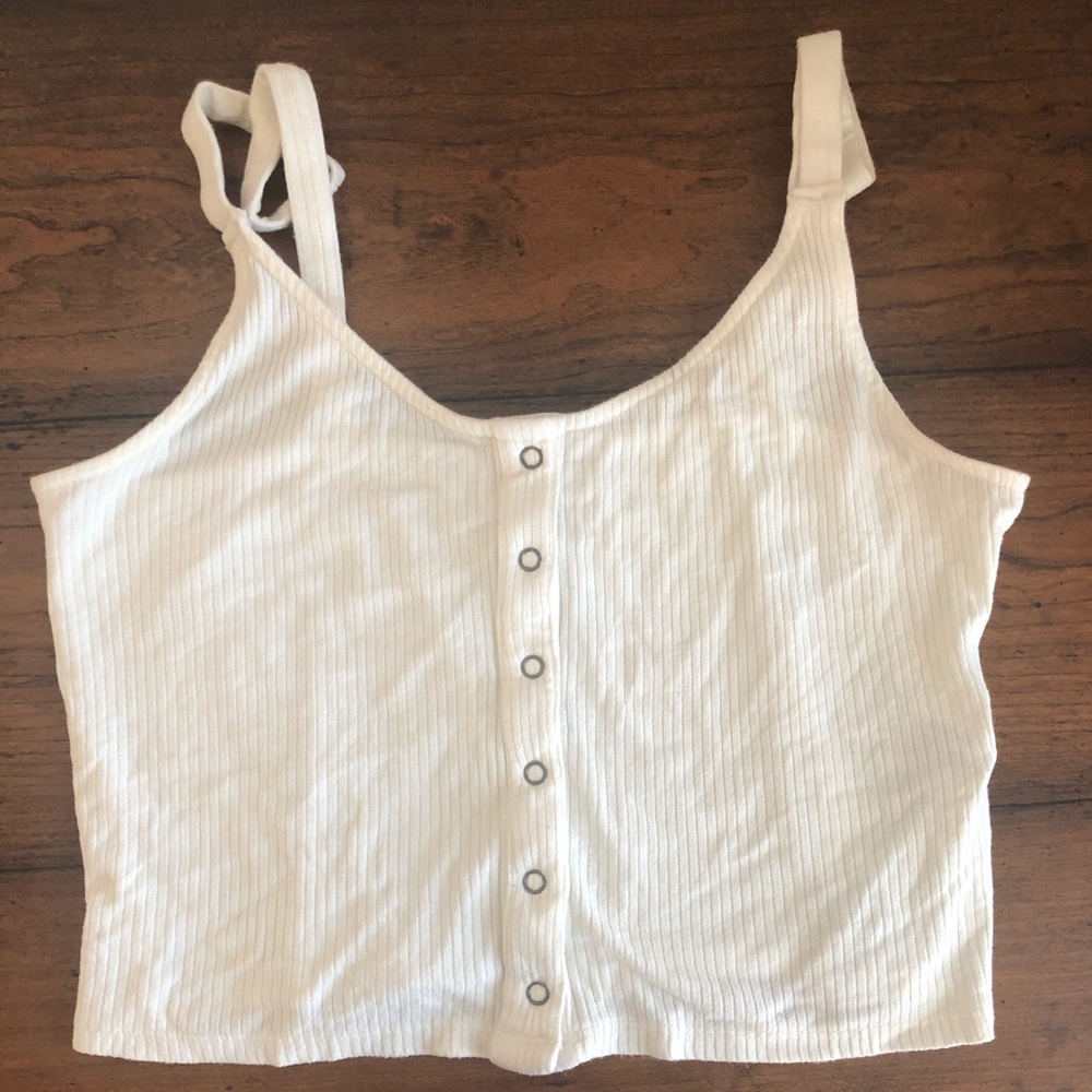 RVCA WHITE CROPPED TANK